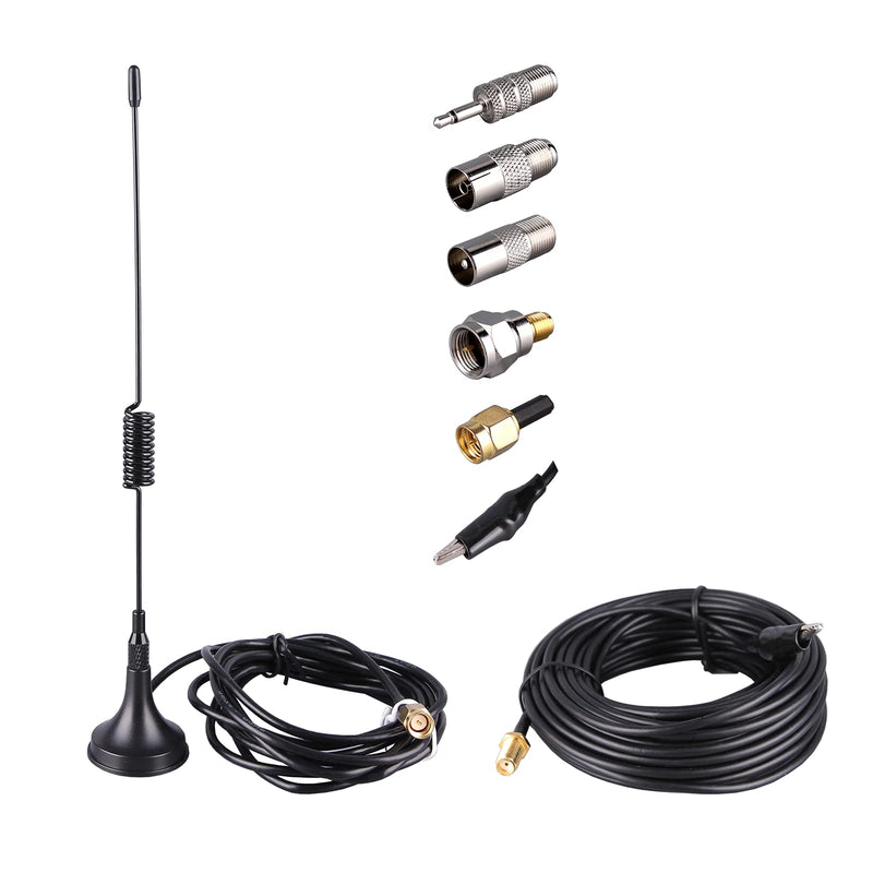  [AUSTRALIA] - Portable Radio Signal Antenna SMA-Male, Outdoor TV FM Stereo Antenna,33Ft Ultra-Low Loss Coax Signal Extension Cable with 6pcs Universal Antenna Adapter for FM Radio Portable TV