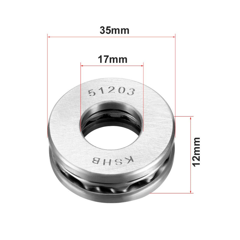  [AUSTRALIA] - uxcell 51203 Thrust Ball Bearings 17mm x 35mm x 12mm Chrome Steel ABEC3 Single Row Roller 6pcs