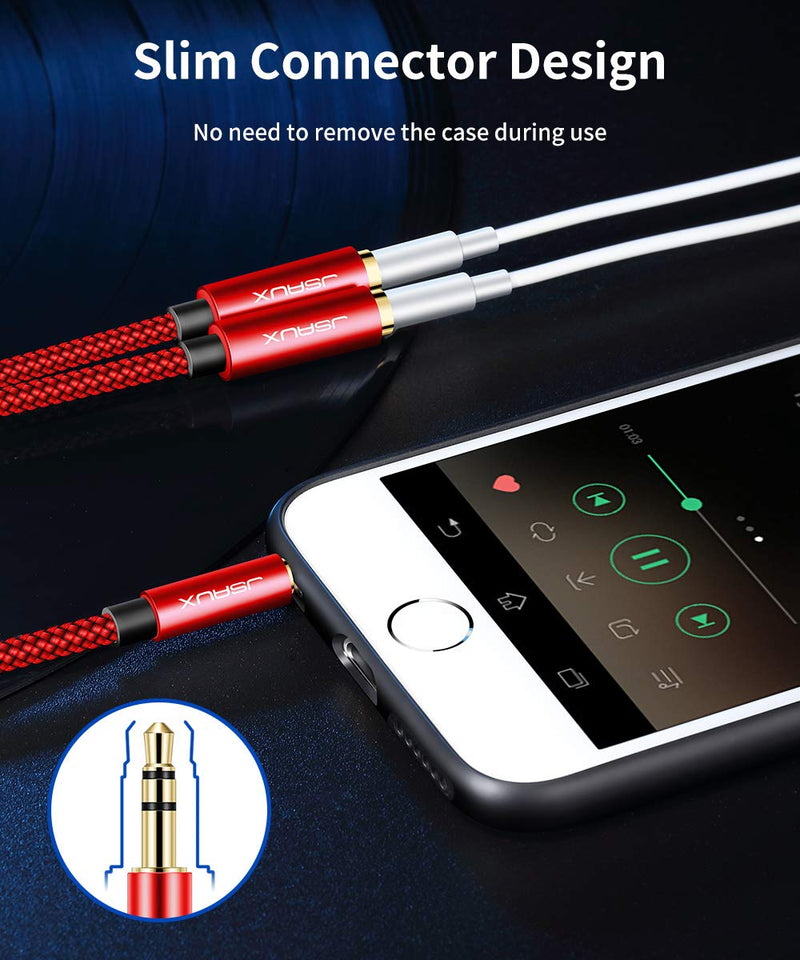  [AUSTRALIA] - JSAUX Headphone Splitter 4ft, Audio Splitter 3.5mm Male TRS to 2 Dual 3.5mm Female Adapter Nylon-Braided Stereo Y Splitter for iPhone, Samsung, Tablets, Laptop, Playstation and More [Red]… Red 1