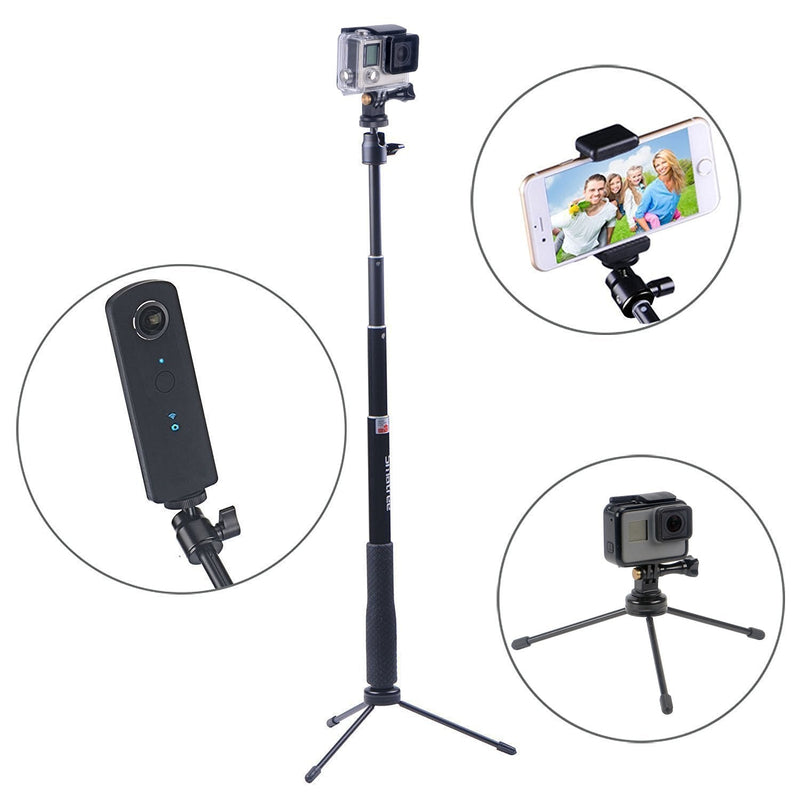  [AUSTRALIA] - Smatree Q3 Telescoping Selfie Stick with Tripod Stand Compatible for Insta360, GoPro Hero 11/10/9/8/7/6/5/4/3+/3/Max/Session/GOPRO Hero 2018/AKASO/OSMO Action Camera/DJI Pocket 2/SJCAM/and Cell Phone 36.6 Inch Selfie stick