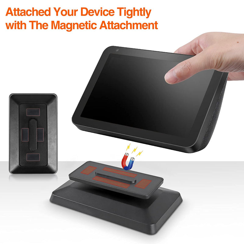  [AUSTRALIA] - Stand for Echo Show 8, Adjustable Mount Accessory Smart Speaker 360 Degree Swivel Holder for Echo Show 8 with Magnetic Attachment Anti-Slip Base (Black) Black