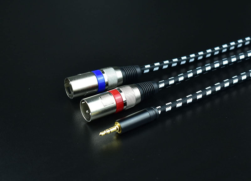  [AUSTRALIA] - Mugteeve Dual XLR to 1/8 Stereo AUX Cable, Double XLR Male y Splitter Cord to 3.5mm TRS Mini Headphone Jack, OFC Shield no Hum no Buzz, for Studio Monitor Speakers, Laptop, DMX Adapter-10feet 10Feet