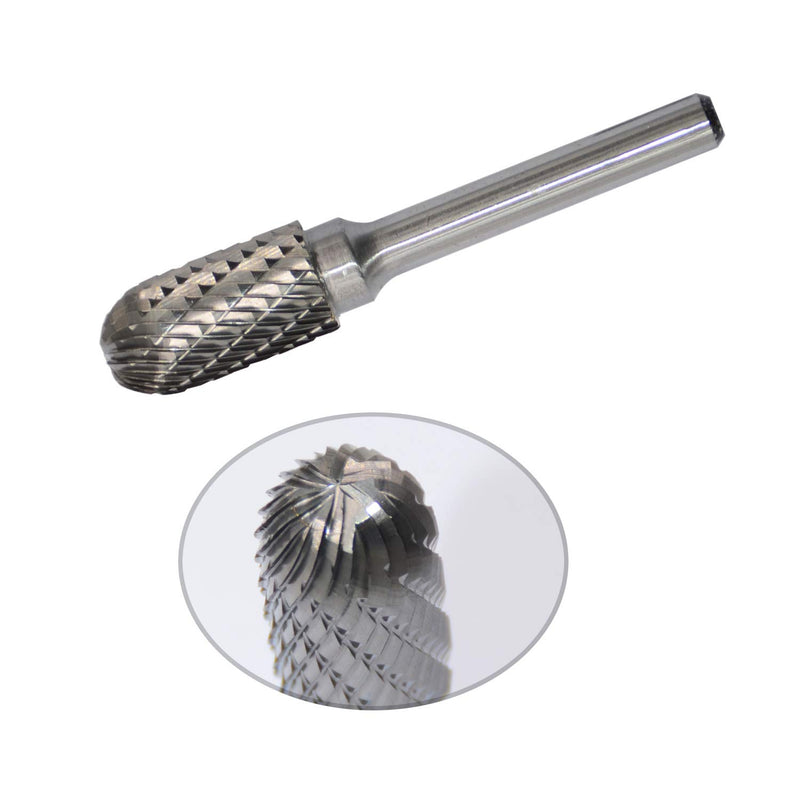 SC-5 Tungsten Carbide Burr Rotary File Cylindrical Shape with Radius End Double Cut with 1/4''Shank for Die Grinder Drill Bit - LeoForward Australia