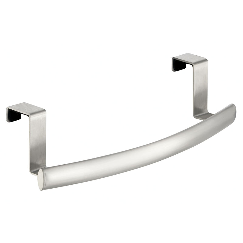  [AUSTRALIA] - iDesign Axis Curved Over-the-Cabinet Kitchen Bar Holder for Dish and Hand Towels, Pot Holders, 9.75" x 2.75" x 2.5" - Brushed Stainless Steel Silver