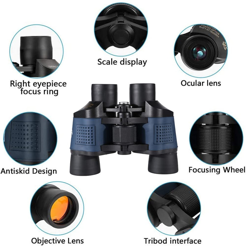  [AUSTRALIA] - 60X60 Binoculars for Adults with Low Light Night Vision, Professional Waterproof High Power Optical Telescope for Stargazing Bird Watching Concerts Football Sightseeing Hunting