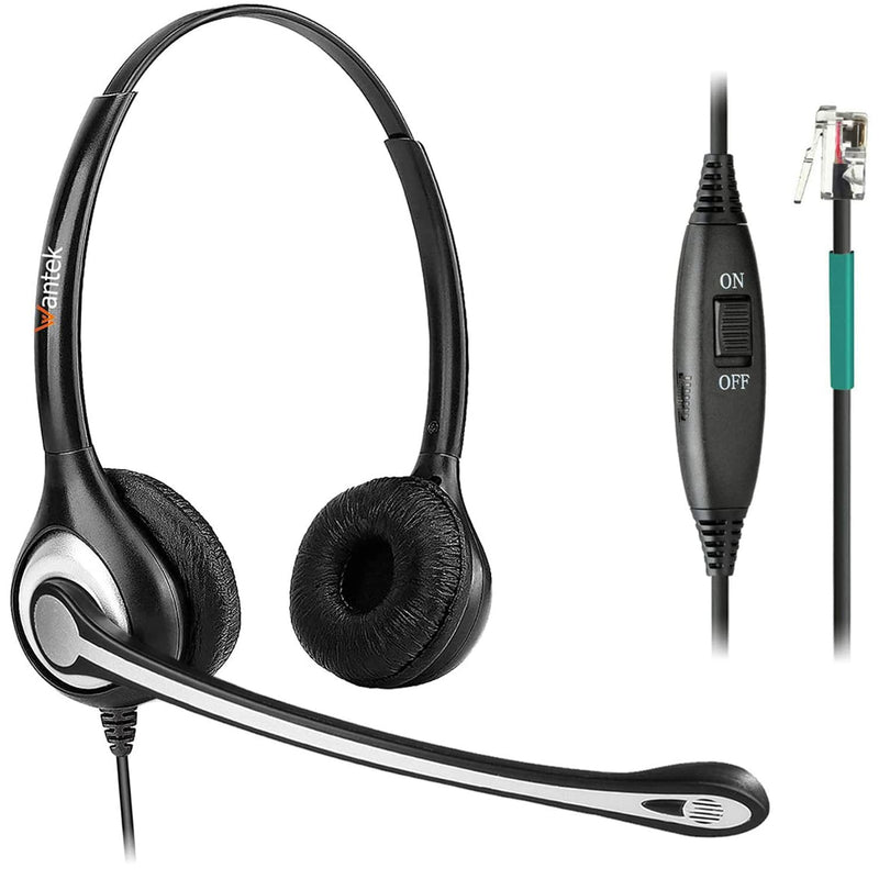  [AUSTRALIA] - Wantek RJ9 Telephone Headset with Microphone Noise Cancelling, Office Phone Headset Compatible with Plantronics S12 Polycom VVX310 VVX410 VVX411 Avaya 1416 ShoreTel 230 Allworx NEC Landline Phones