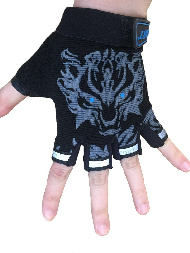 MARZE Cycling Gloves for Kids Children Half Finger Non-Slip Adjustable Sports Gloves Bike Gloves Black - LeoForward Australia