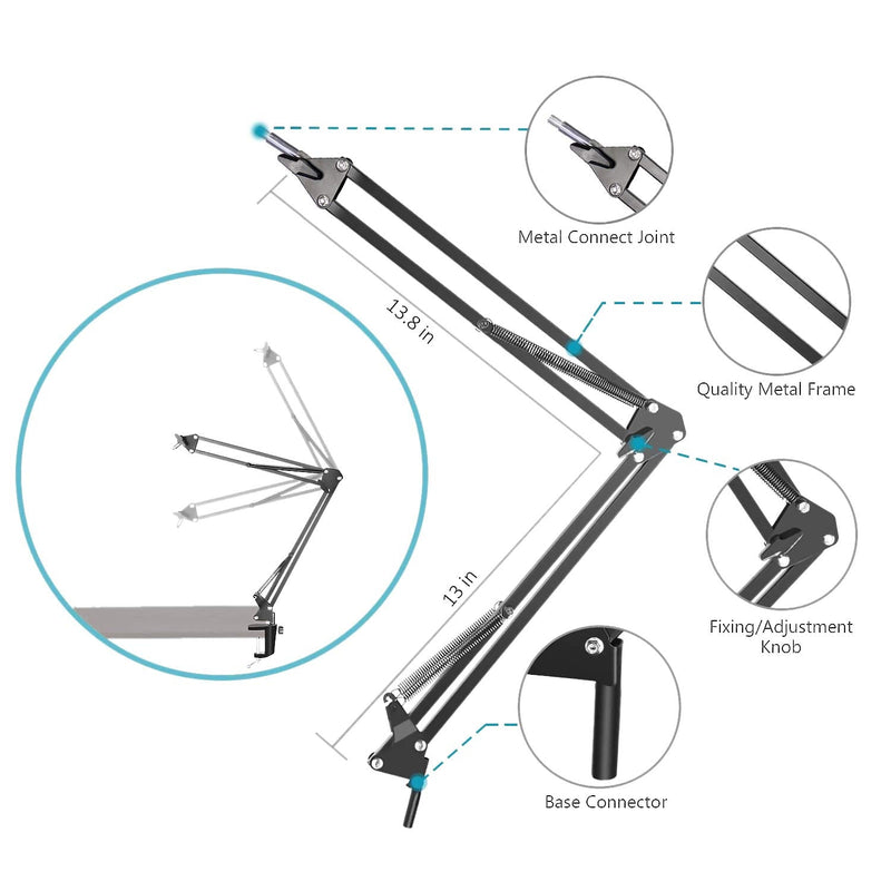  [AUSTRALIA] - Yeti Mic Boom Arm Stand with Pop Filter, Compatible with Blue Yeti, Blue Yeti Pro USB Microphone with Cable Sleeve by SUNMON