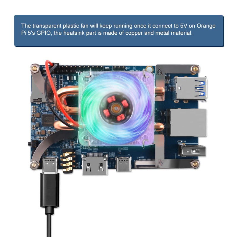  [AUSTRALIA] - GeeekPi Orange Pi 5/5B Cooling Fan with Heatsink, Orange Pi 5/5B Low-Profile CPU Cooler with RGB Cooling Fan and Heatsink for Orange Pi 5/5B 4GB/8GB/16GB/32GB