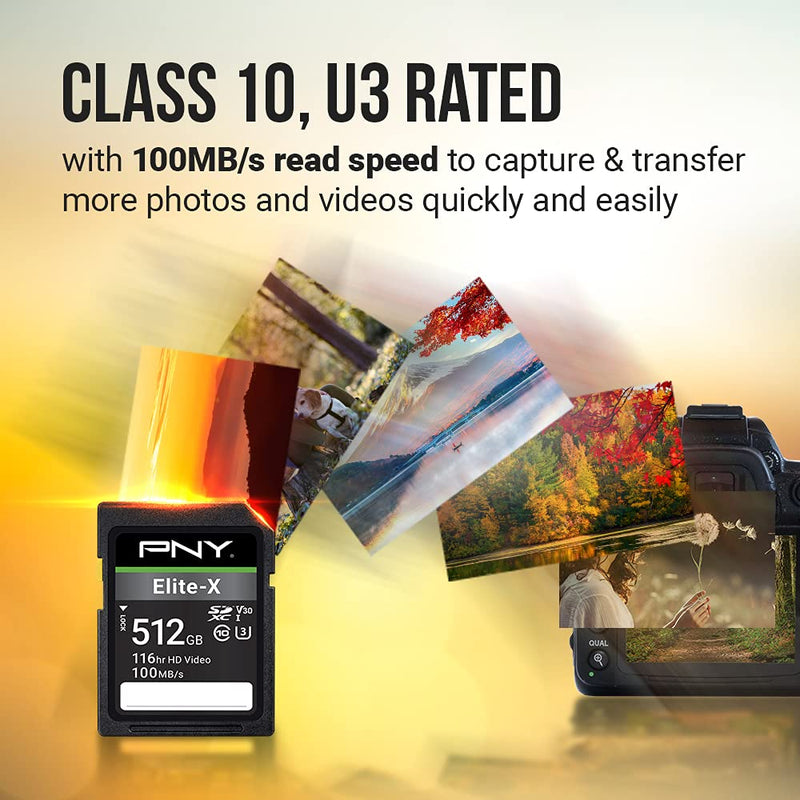PNY 128GB Elite-X Class 10 U3 V30 SDXC Flash Memory Card - LeoForward Australia