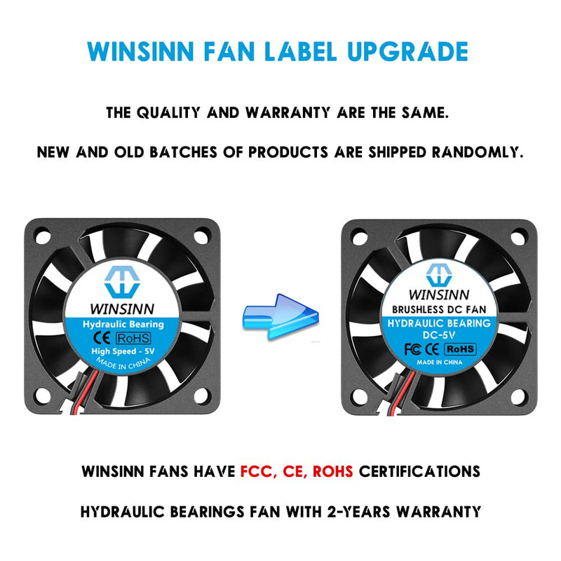  [AUSTRALIA] - WINSINN 40mm Fan 5V, 3D Printer Micro 5 Volt Fans 4010 Hydraulic Bearing, Brushless Cooling 40mmx10mm 2PIN (Pack of 5Pcs) DC 5V