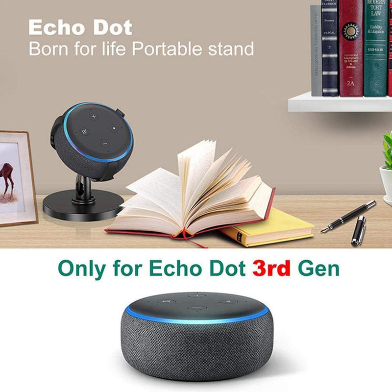  [AUSTRALIA] - WeTest 360 Degree Adjustable Echo Dot Stand, Anti-Slip Base Table Holder for Echo Dot 3rd Generation, Black