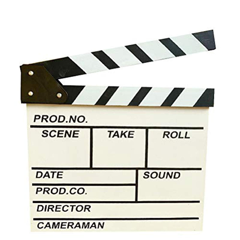  [AUSTRALIA] - BERON Professional Vintage TV Movie Film Clap Board Slate Cut Prop Director Clapper (White) White
