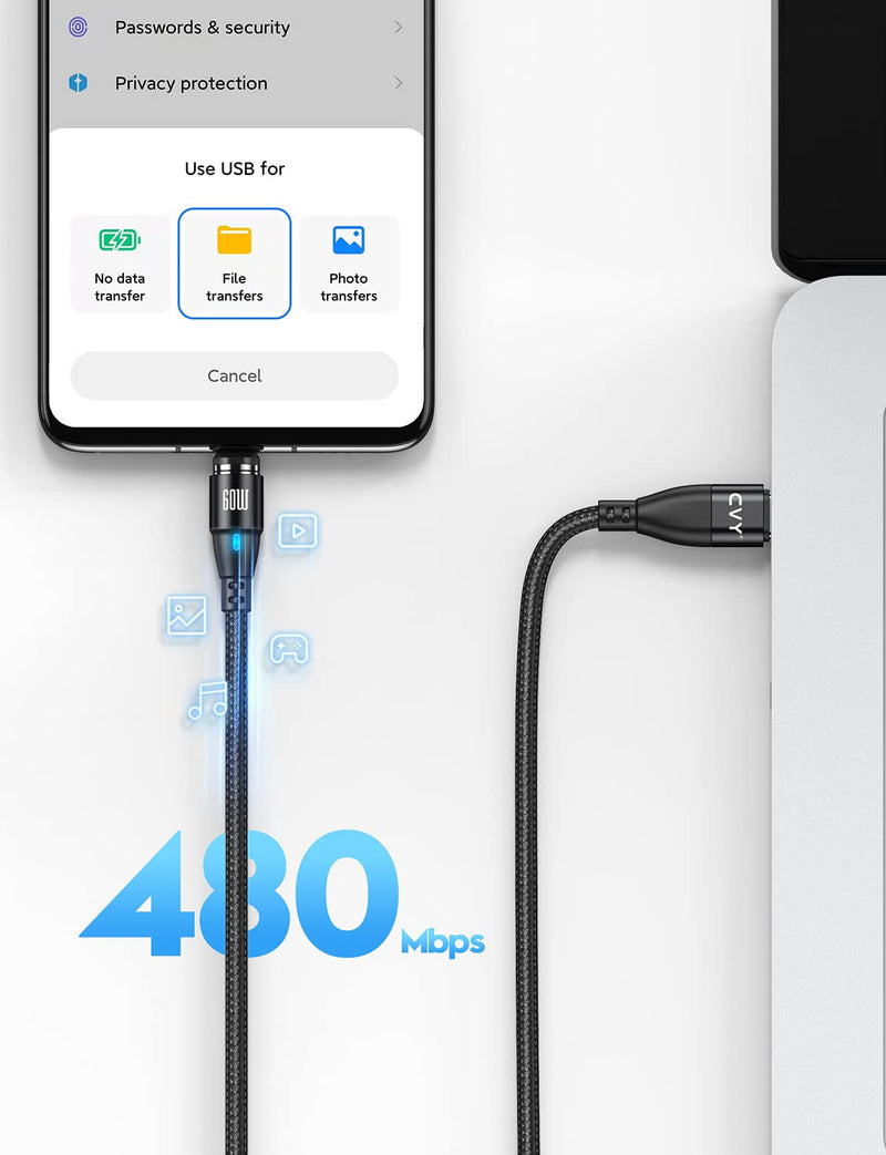  [AUSTRALIA] - 3 in 1 Type C to C Magnetic Charging Cable[6.6FT] - 60W USB C to USB C Cable, 27W PD Super Fast Charging Cable, 18W USB C to Micro USB Cable, CVY Magnetic Cable for Phones, Tablets, and Laptops
