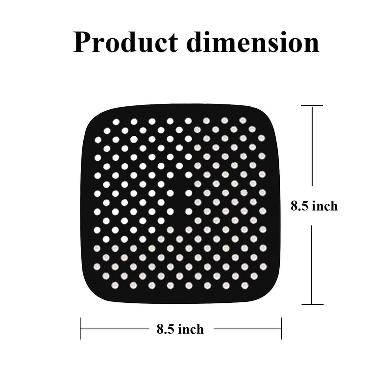  [AUSTRALIA] - ZEPELOFFY 2 Pack 8.5 Inch Square Air Fryer Liners, Reusable Food-Grade Silicone Mat, Non-stick Heat Resistant Air Fryer Accessories