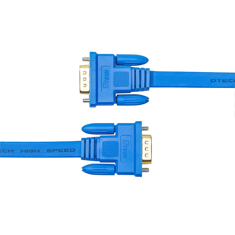  [AUSTRALIA] - DTECH Ultra Slim Flat Computer Monitor VGA Cable 15 Feet Male to Male Connector Wire - Blue - 5m 16ft