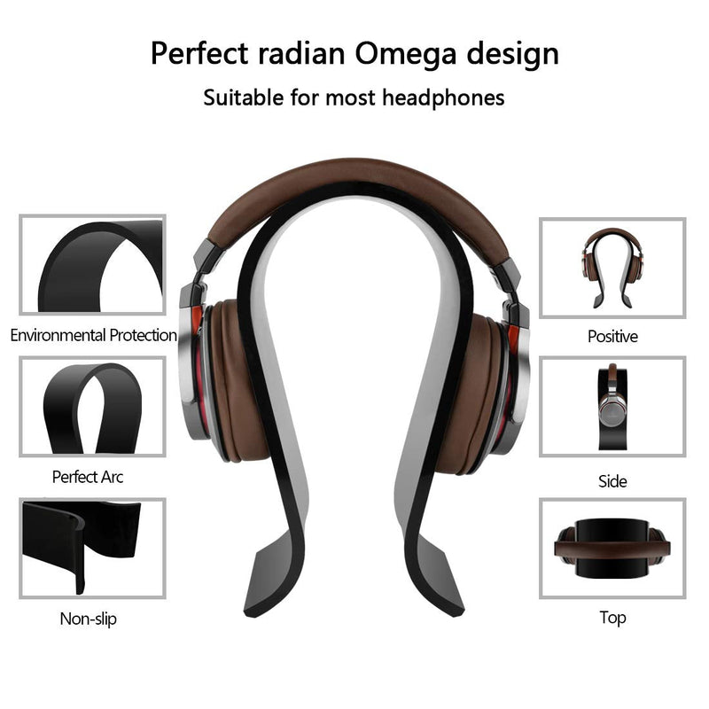  [AUSTRALIA] - Geekria Acrylic Omega Headphone Stand for Over-Ear Headphones, Gaming Headset Stand, Desk Display Hanger Compatible with Sony, AKG, Sennheiser, JVC, Philips, Bang & Olufsen Headsets (Black)