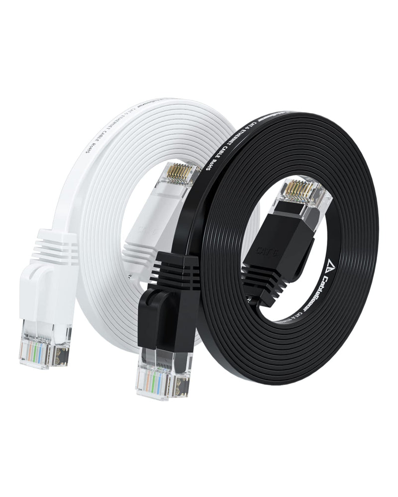  [AUSTRALIA] - Cat 6 Ethernet Cable 15ft Flat (at a Cat5e Price but Higher Bandwidth) Internet Network Cable - Cat6 Ethernet Patch Cables Short - Computer LAN Cable with Snagless RJ45 Connectors (Black and White)
