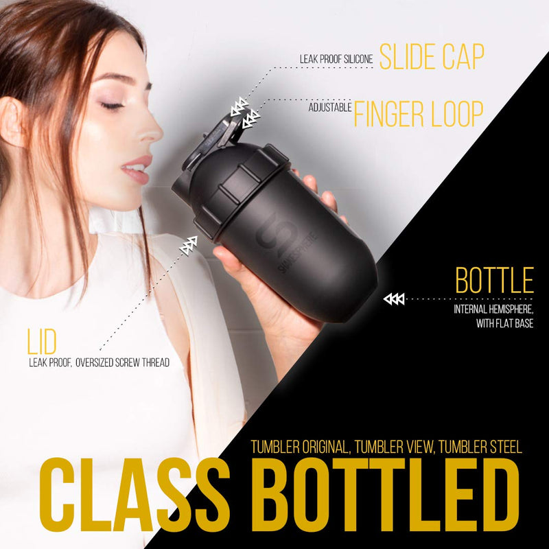  [AUSTRALIA] - ShakeSphere Tumbler: Protein Shaker Bottle, 24oz ● Capsule Shape Mixing ● Easy Clean Up ● No Blending Ball or Whisk Needed ● BPA Free ● Mix & Drink Shakes, Smoothies, More (Frosted Black) Frosted Black