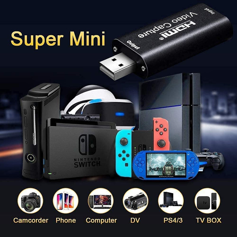  [AUSTRALIA] - EZONEDEAL Audio Video Capture Card, 4K HDMI to USB 2.0 Video Capture Device, 1080P HD 30fps Game Capture Cards for Switch PS4 Xbox Streaming, Teaching, Video Conference or Live Broadcasting (Black)