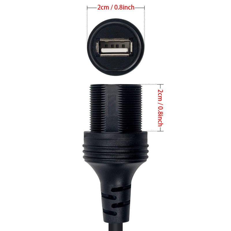 Duttek USB Flush Mount Cable, Round Single Port USB 2.0 Panel Flush Mount Extension Cable with Buckle for Car Truck Boat Motorcycle Dashboard 30cm/12 inch USB2.0 - LeoForward Australia