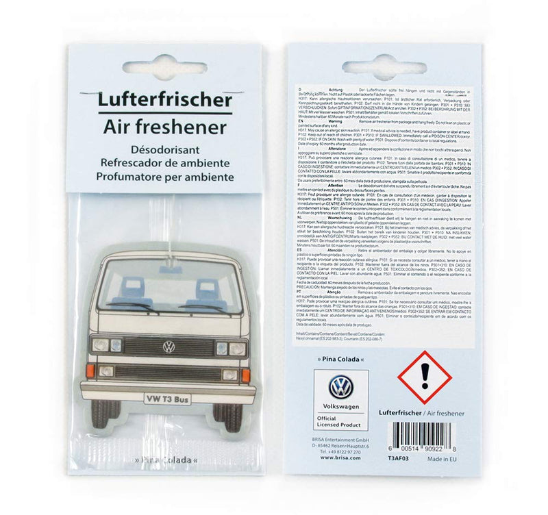 BRISA VW Collection - Volkswagen Scented Car Air Freshener Fragrance Deodorizer for Car/Auto or Home with Volkswagen Vanagon Bus T3 Camper Van FrontDesign (Pina Colada/White/2-pc Set) - LeoForward Australia