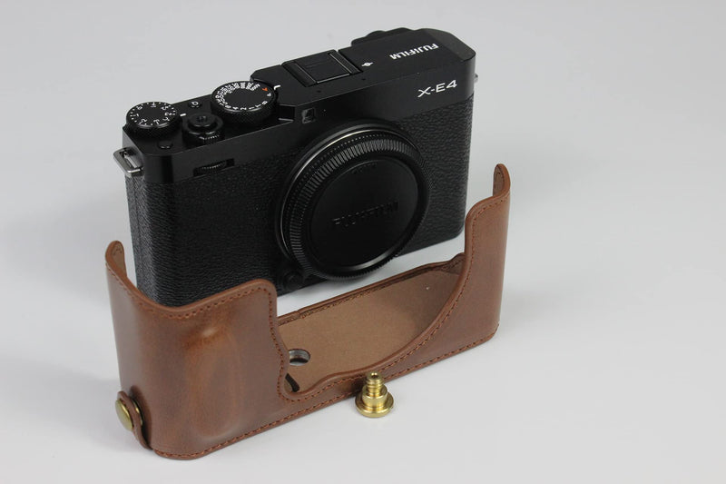  [AUSTRALIA] - Bottom Opening PU Leather Grip Camera Case Compatible with Fujifilm X-E4 XE4 with Tripod Design Brown