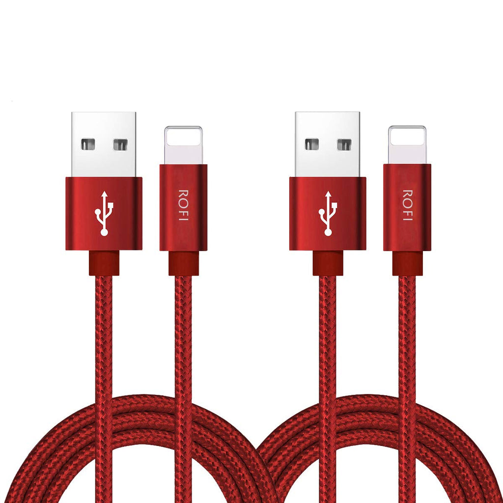  [AUSTRALIA] - RoFI Compatible Phone Cable, [2Pack] 2FT Nylon Braided Fast Charging USB Cord Replcement for Phone X 8 8 Plus 7 7 Plus 6s 6s Plus 6 6 Plus 5 5S 5C SE Pad Air Mini and More (2 Pack Red, 2 FT) 2 Pack Red