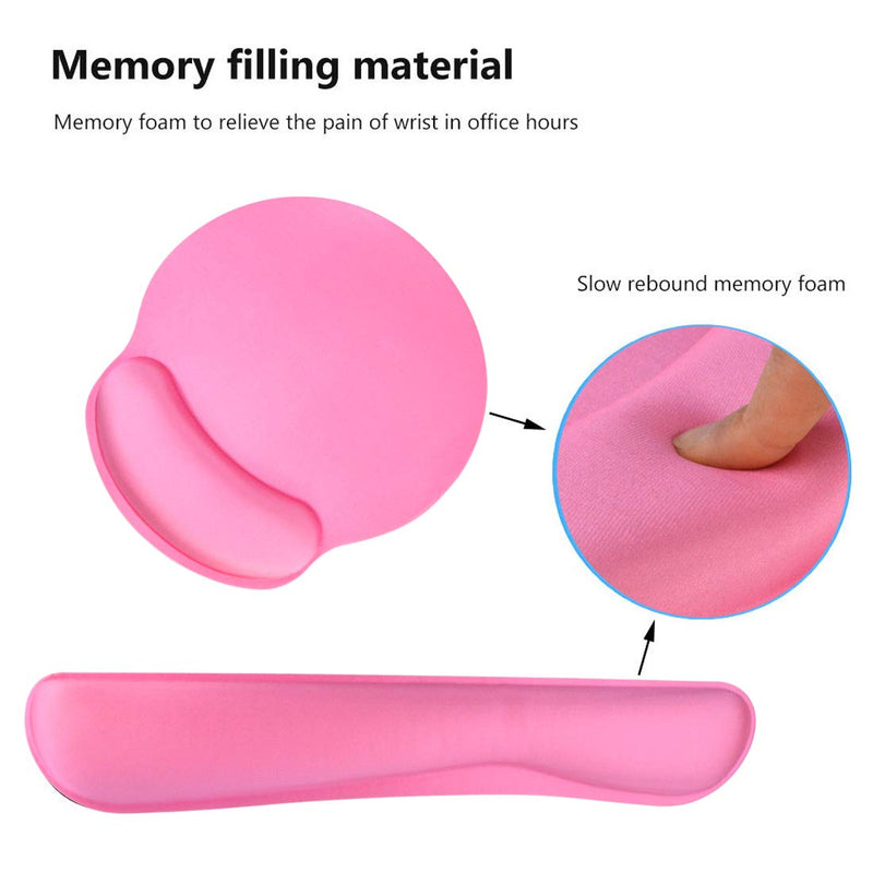 Keyboard Wrist Rest Pad Mouse Pad, Memory Foam, Rest Pads Sets for Comfortable Typing & Wrist Pain Relief, Anti-Slip Rubber Base (Rose) Rose - LeoForward Australia