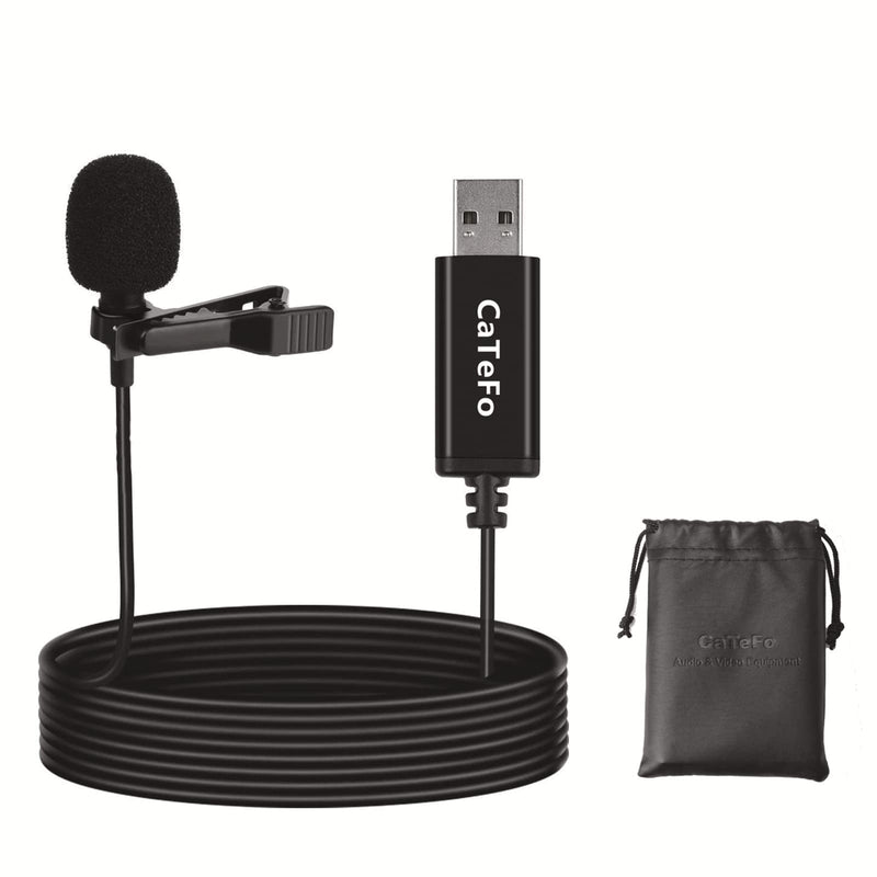  [AUSTRALIA] - CaTeFo FO-ULM1 USB Lavalier Microphone, Omnidirectional Condenser Mic with Clip, Plug & Play Perfect for PC Laptop Mac Video Recording YouTube Skype Streaming Podcasting Gaming