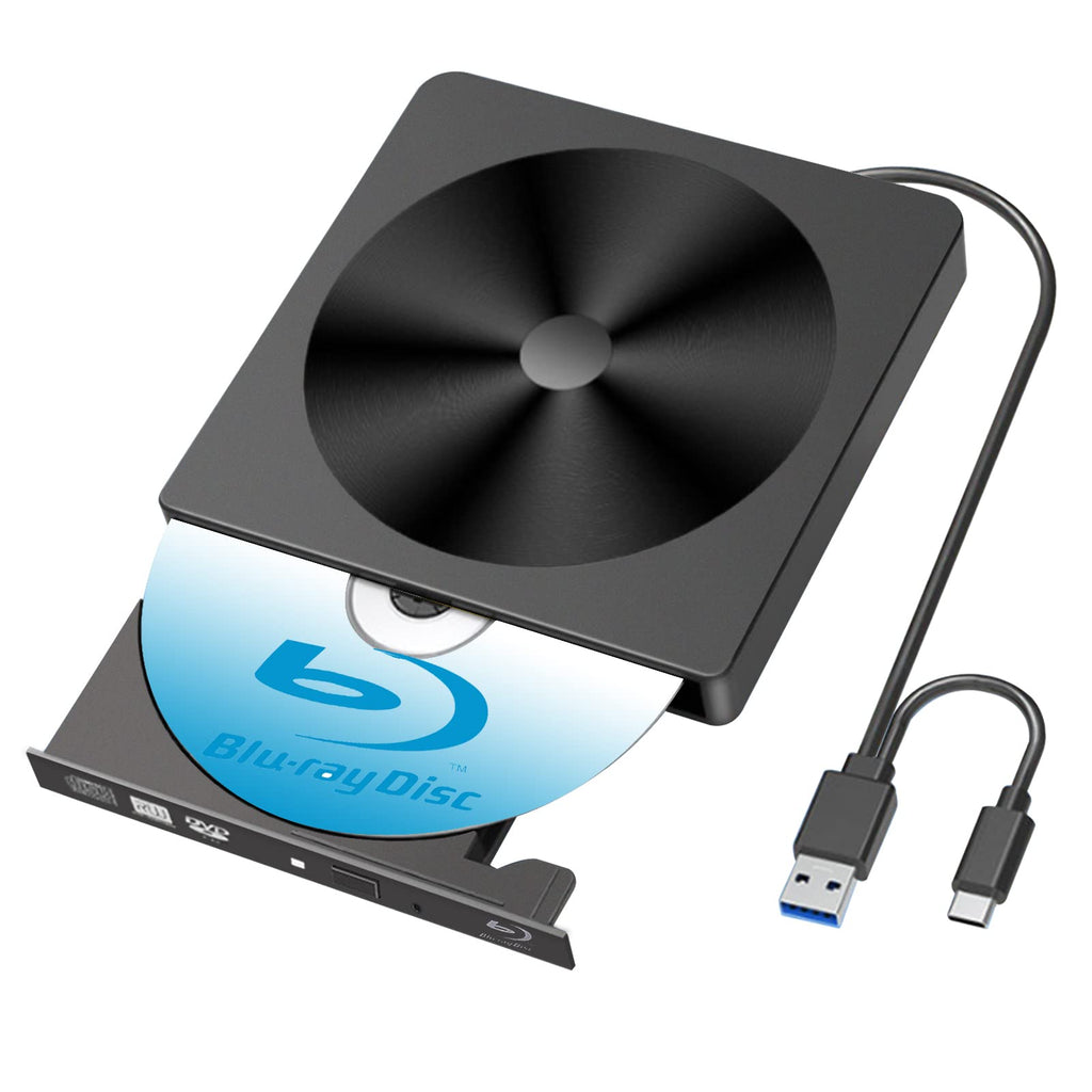  [AUSTRALIA] - External Blu ray Drive BD Player Read/Write Portable Blu-ray Drive Burner USB 3.0 and Type-C DVD Burner 3D Bluray Drive Compatible with/Win10/ Mac OS External blu-ray Drives blu ray Burner Medium