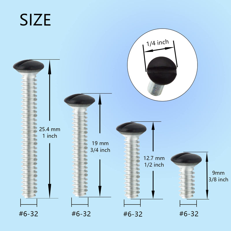  [AUSTRALIA] - Black Wall Plate Screws, 100 Pieces Outlet Screws 4 Length Sizes 6-32 Thread Switch Plate Screws Perfect Replacement for Outlet Cover Screws, Light Plate Screws, Black Screws for Wall Plate, etc.