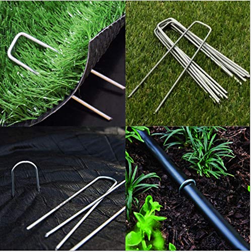  [AUSTRALIA] - ZUFECY 18 Pack 6 inches U-Shaped Garden Staples Pins Galvanized Landscape Staples for Anchoring Landscape Fabric Irrigation Tubing, Anti Rust Sod Staple