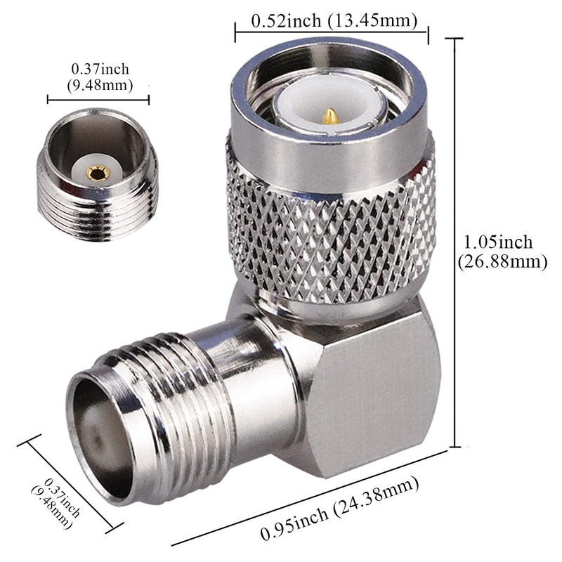  [AUSTRALIA] - TUOLNK 2 Pack TNC Male to TNC Female Right Angle Connector 90 Degree Coax Adapter TNC L Type Connector RF Antenna Coaxial Adapter