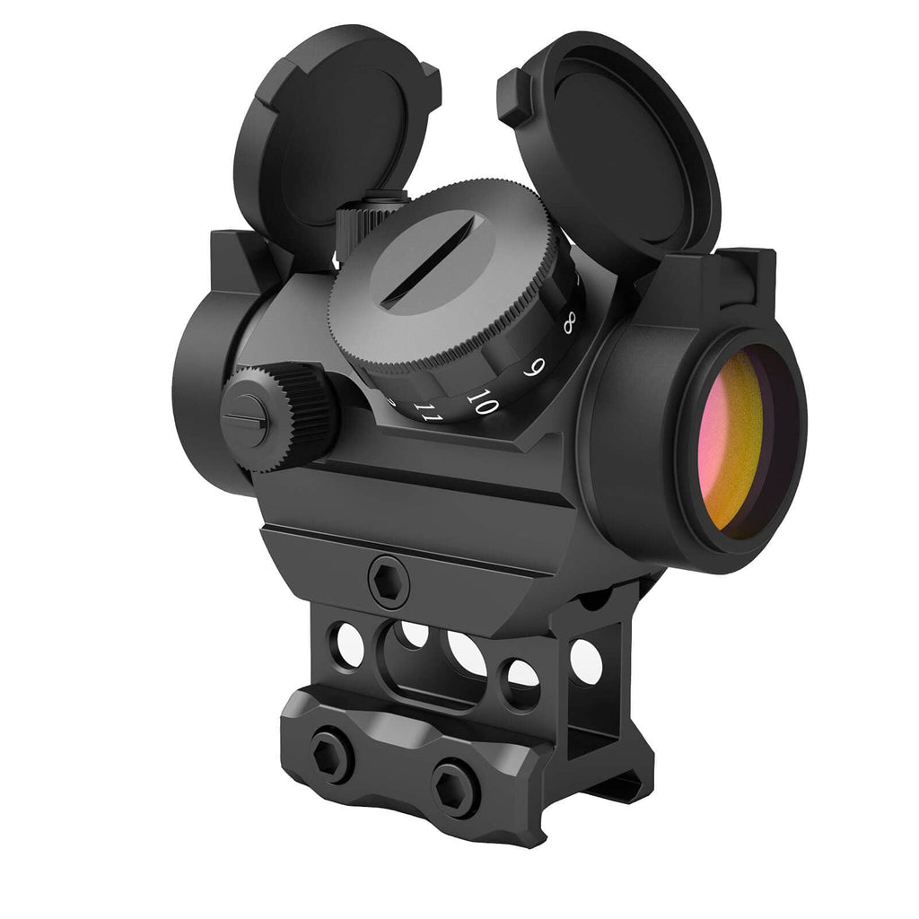  [AUSTRALIA] - Aimsniper Red dot Sight Hunting Gun Reflex Sights Rifle Scope with Flip Up Covers and 1 Inch 20mm Riser Mount