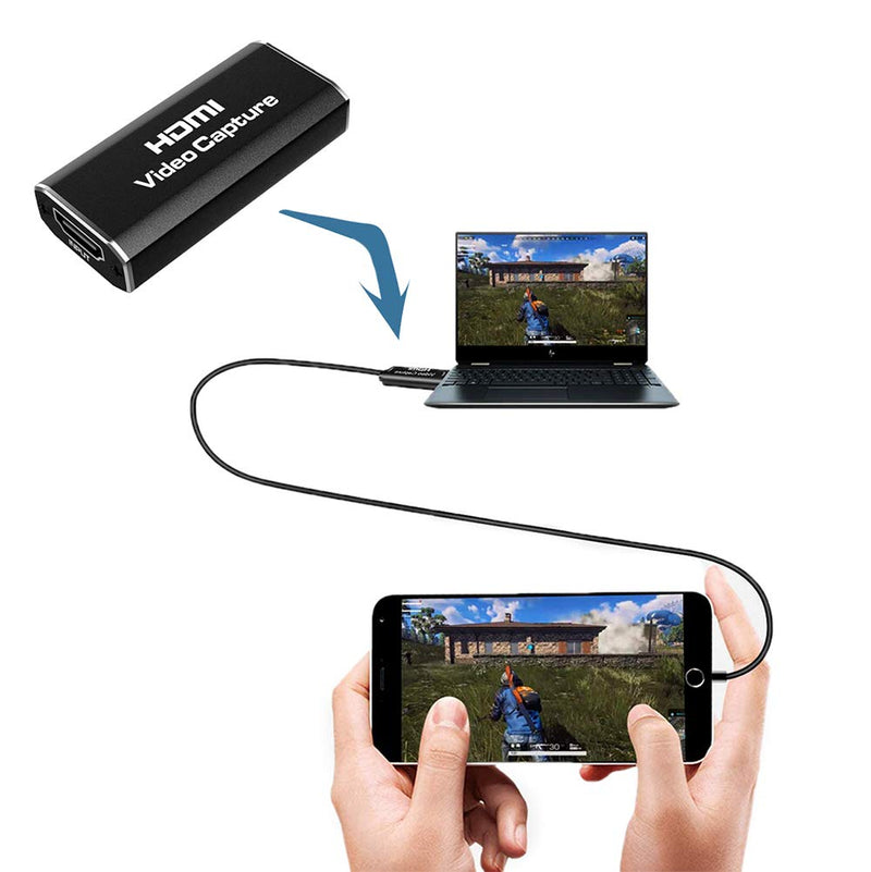  [AUSTRALIA] - Xhwykzz Audio Video Capture Cards HDMI to USB 1080p USB2.0 Record via DSLR Camcorder Action Cam for High Definition Acquisition, Live Broadcasting