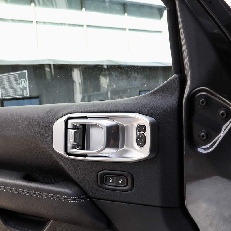 RT-TCZ Car Inner Door Handle Bowl Cover ABS Trim Frame Decor for 2018-2020 Jeep Wrangler JL JLU 4 Door Silver - LeoForward Australia