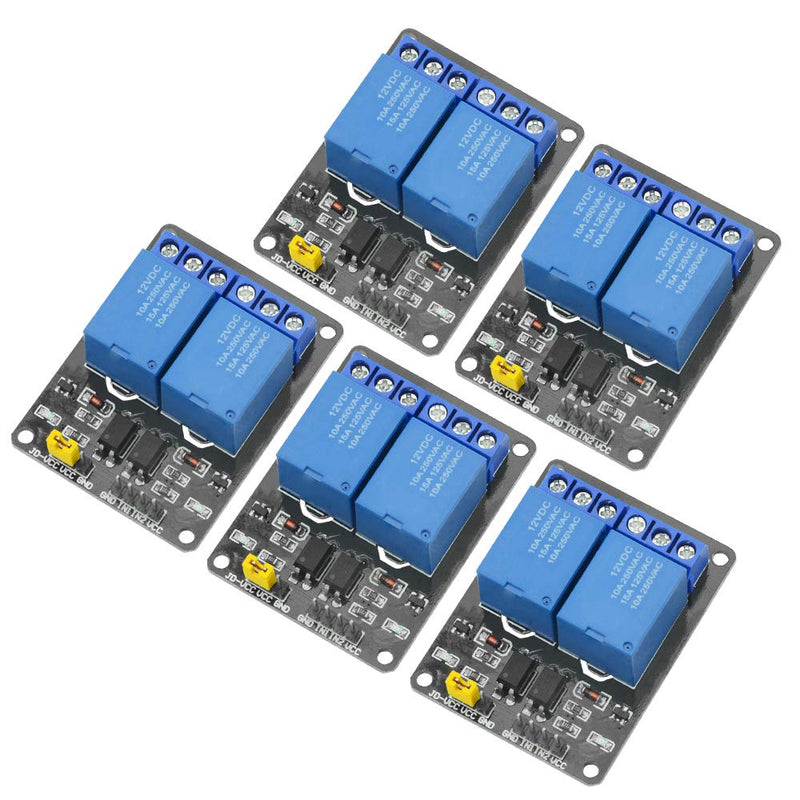  [AUSTRALIA] - WMYCONGCONG 5 PCS 12V 2 Channel Relay Module Optocoupler Expansion Board (12V 2 Channel)