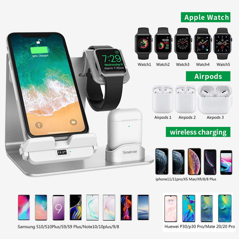  [AUSTRALIA] - Smatree iPhone 13/13Pro 12/12 Pro 3 in 1 Fast Wireless Charger, Innovative Charging Station with Adapter for iPhone 13/13Pro 12/12, AirPods Pro3/2 Apple Watch 7/SE/6/5/4