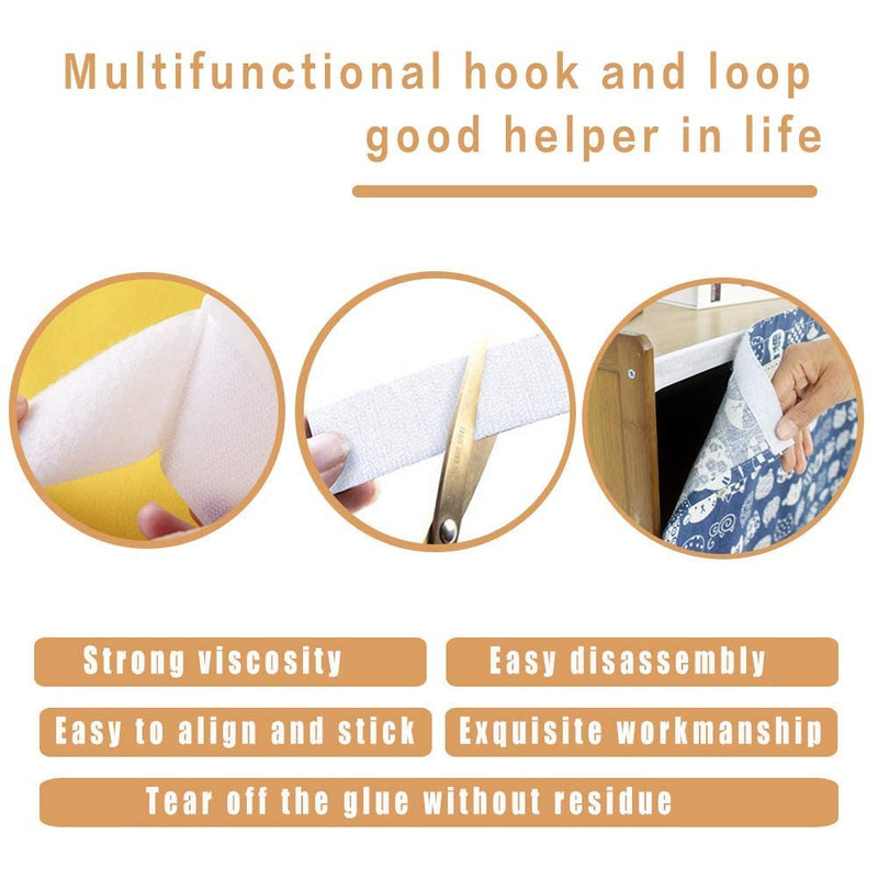  [AUSTRALIA] - 32Pcs Strips with Adhesive Hook and Loop Heavy Duty Hook and Loop Tapes 4 x 1.2 in Double Sided Strips Reusable Fastening Hook and Loop Strips Interlocking Tape DIY for Home Office School White 32pcs White