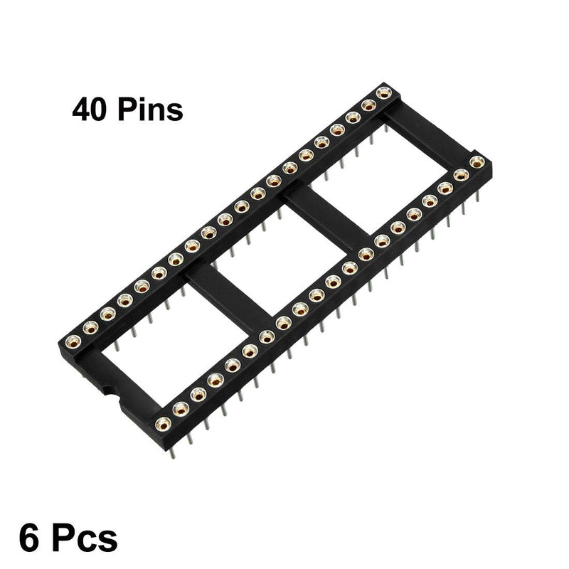 uxcell 6pcs DIP IC Chip Socket Adaptor 2.54mm Pitch 15.2mm Row Pitch 2 Row 40 Round Pins Soldering - LeoForward Australia