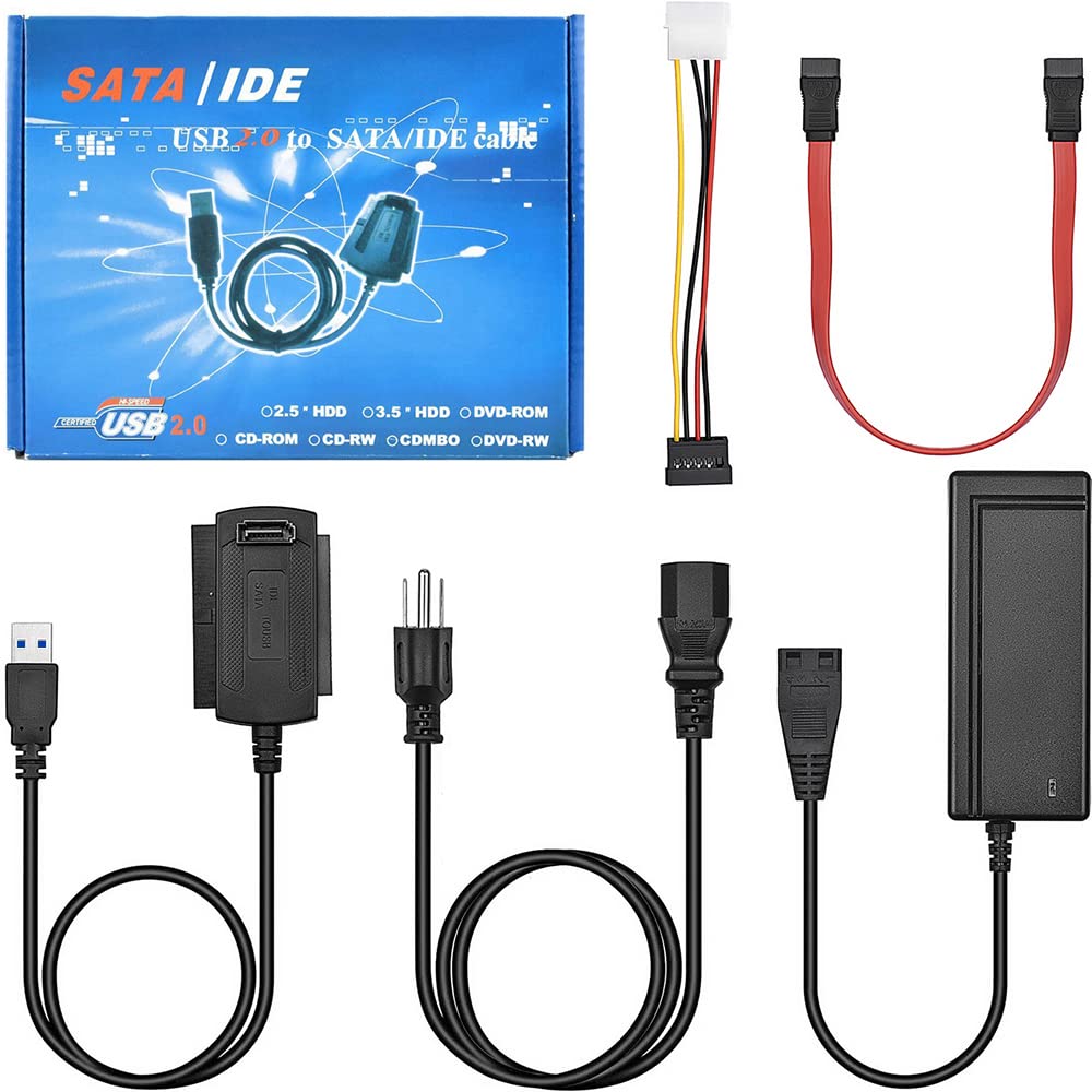 [AUSTRALIA] - Urtop SATA/PATA/IDE Drive to USB 3.0 Adapter Converter Cable for Hard Disk HDD SSD 2.5" 3.5" with External AC Power Supply, Compatible with All Computer System Laptop PC Mac Desktop
