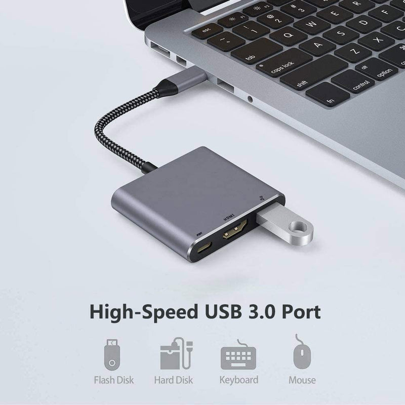  [AUSTRALIA] - USB C to HDMI Adapter, QCEs USB-C Digital AV Multiport Adapter, HDMI 4K Video USB 3.0 100W Fast Charging Hub Compatible with MacBook Pro/Air iPad iMac 2021, Samsung Dex Galaxy S20/S10 Note 20/10 Grey