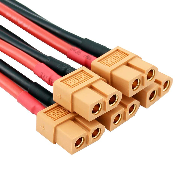  [AUSTRALIA] - 5pcs XT60 / XT-60 Female Connectors w/ 10cm 14awg Wire for Turnigy / Zippy(BDHI-25)