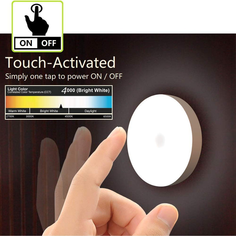 Mini Touch Light, RTSU Rechargeable Battery Operated Closet Lights Wardrobe Lights, Magnetic Stick-on Anywhere LED Night Light, Wireless Under Cabinet Lighting, Dimmable Tap Push Light Lamp (1 Pack) Ivory White-flat - LeoForward Australia