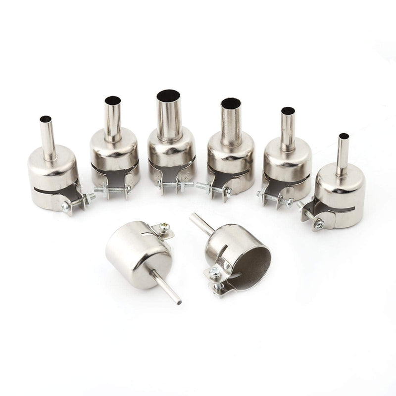  [AUSTRALIA] - 8PCS Nozzles Stainless Steel Round Hot Air Gun Nozzles Kits Hot Air Gun Attachments Soldering Station Repair Tools with Locking Screw (3/4/5/6/7/8/10/12 mm)