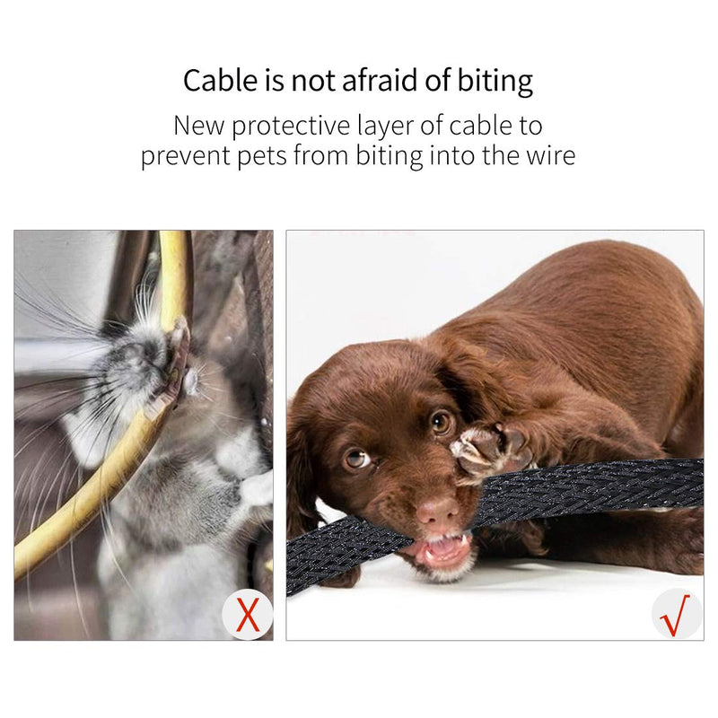  [AUSTRALIA] - Black-Blue PET Expandable Sleeving Cord Protector Wire Loom Tubing Cable Sleeve for USB Charger Cable Power Cord Audio Video Cable Can Protect Cat Dog from Chewing Cords 1/4"-25FT Black-blue