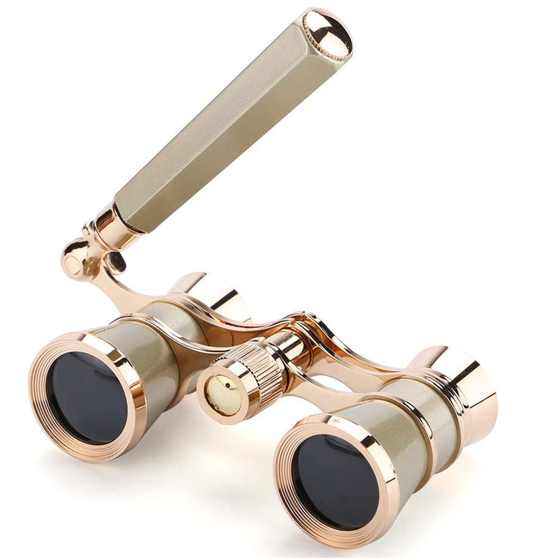  [AUSTRALIA] - Aroncent Opera Glasses Binoculars 3X25 Theater Glasses Mini Binocular Compact with Handle for Adults Kids Women in Opera Musical Concert gold