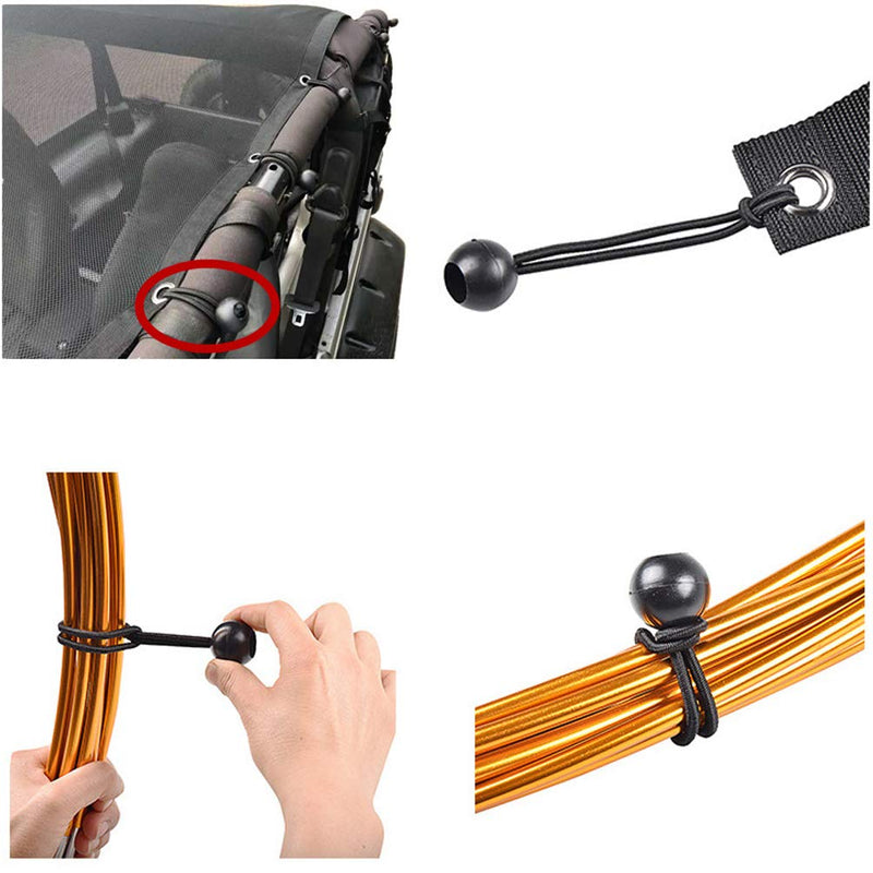  [AUSTRALIA] - 10 Pcs Black Plastic Ball Bungee Cords High Elastic Bands for Tent Tarp Canopy Baggage