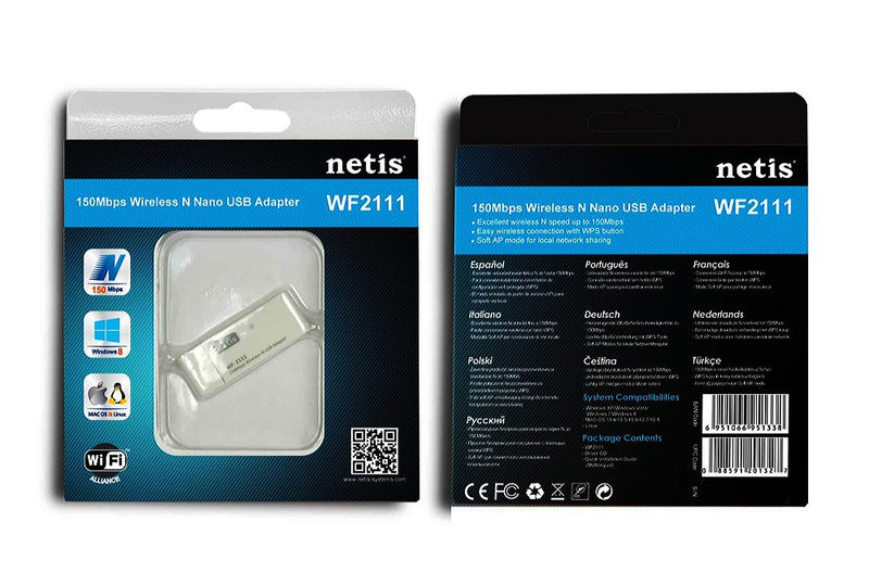 Netis WF2111 Wireless N150 USB Adapter, Supports Windows, Mac OS, Linux, WPS East Setup - LeoForward Australia